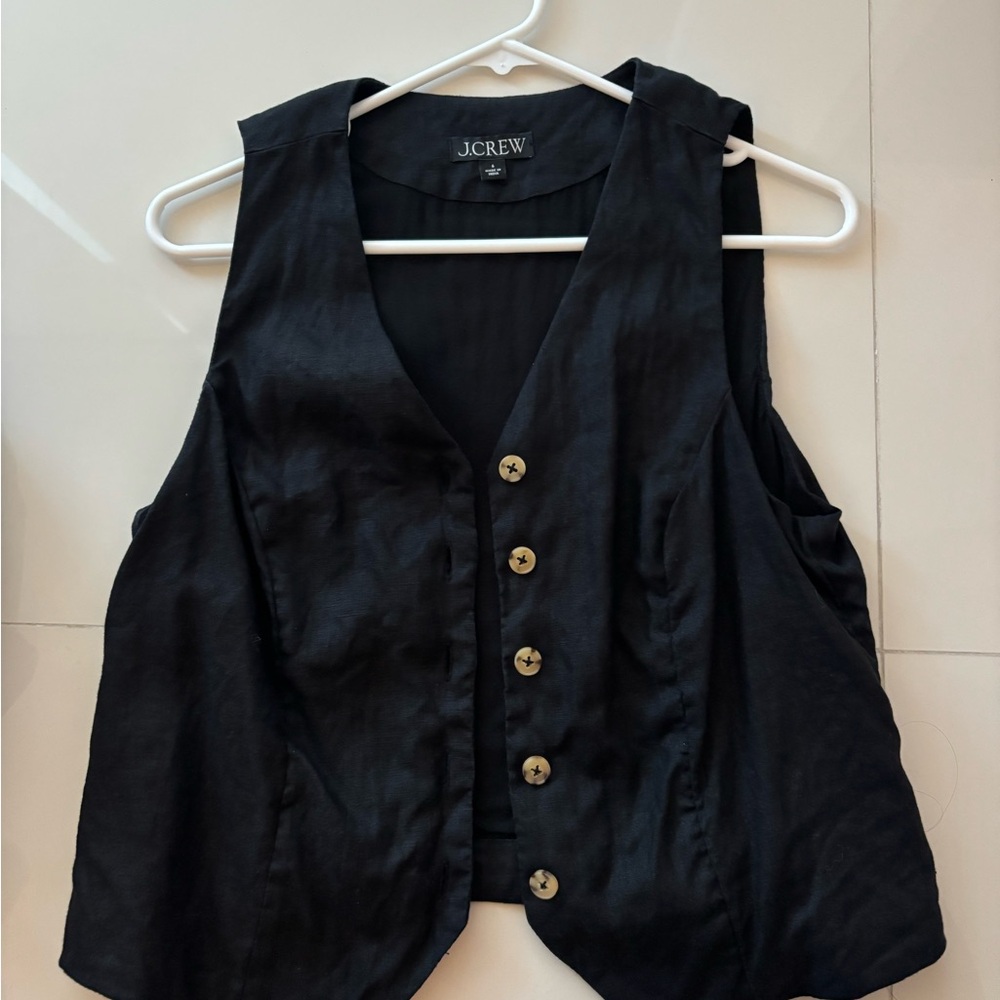 J. Crew Black Women's linen vest Top